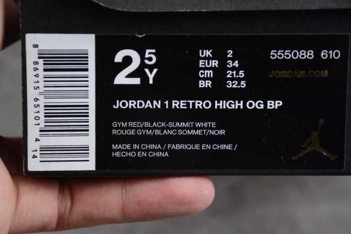 air jordan 1 kids retro high bred toe og 555088-610