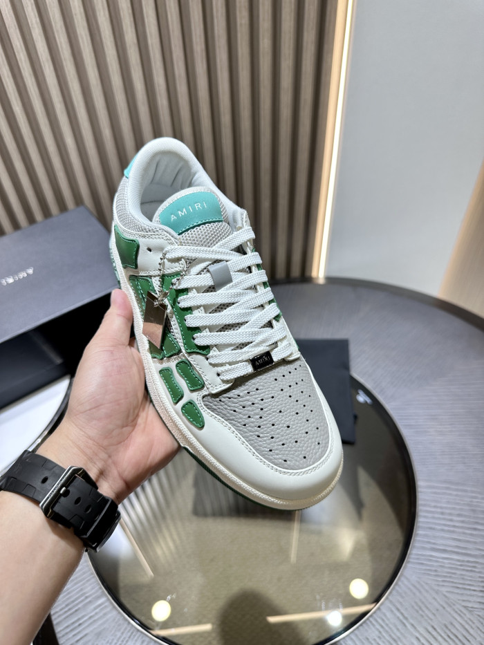 amiri skeleton low-skel top sneakers white green mfs003-114
