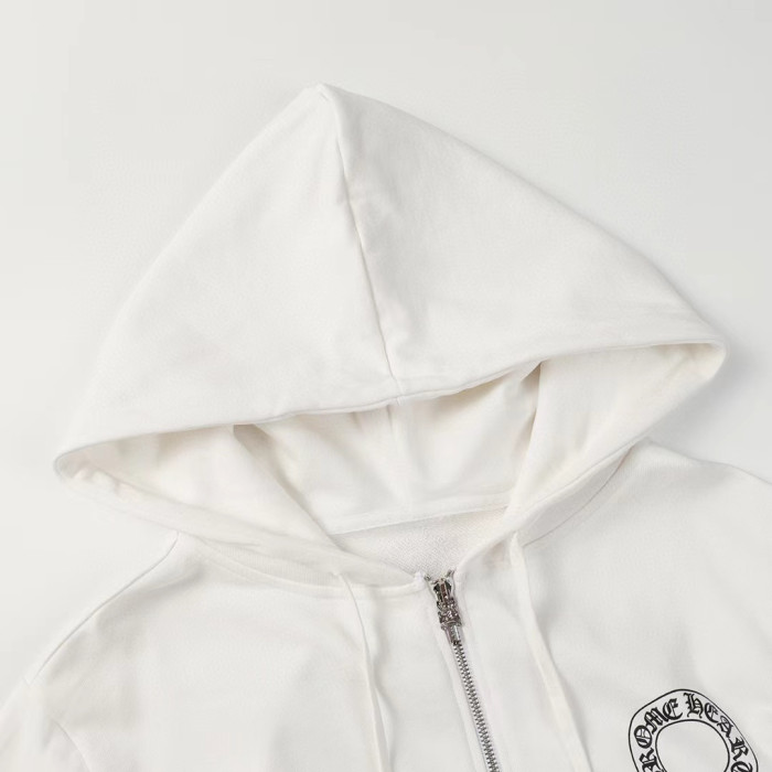 Ch*0me He**ts horseshoe floral zip up hoodie fw00151