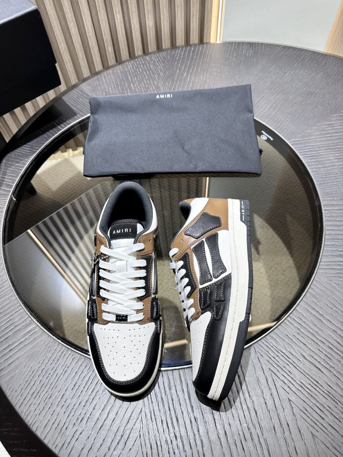 amiri skeleton low-skel top sneakers brown white